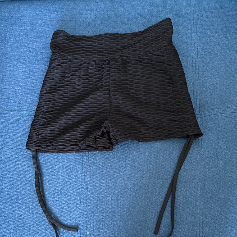 Black Textured Women's Shorts